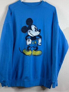 Disneyland Sky Blue Pullover Mickey Mouse Disney World Sz Large Sweatshirt